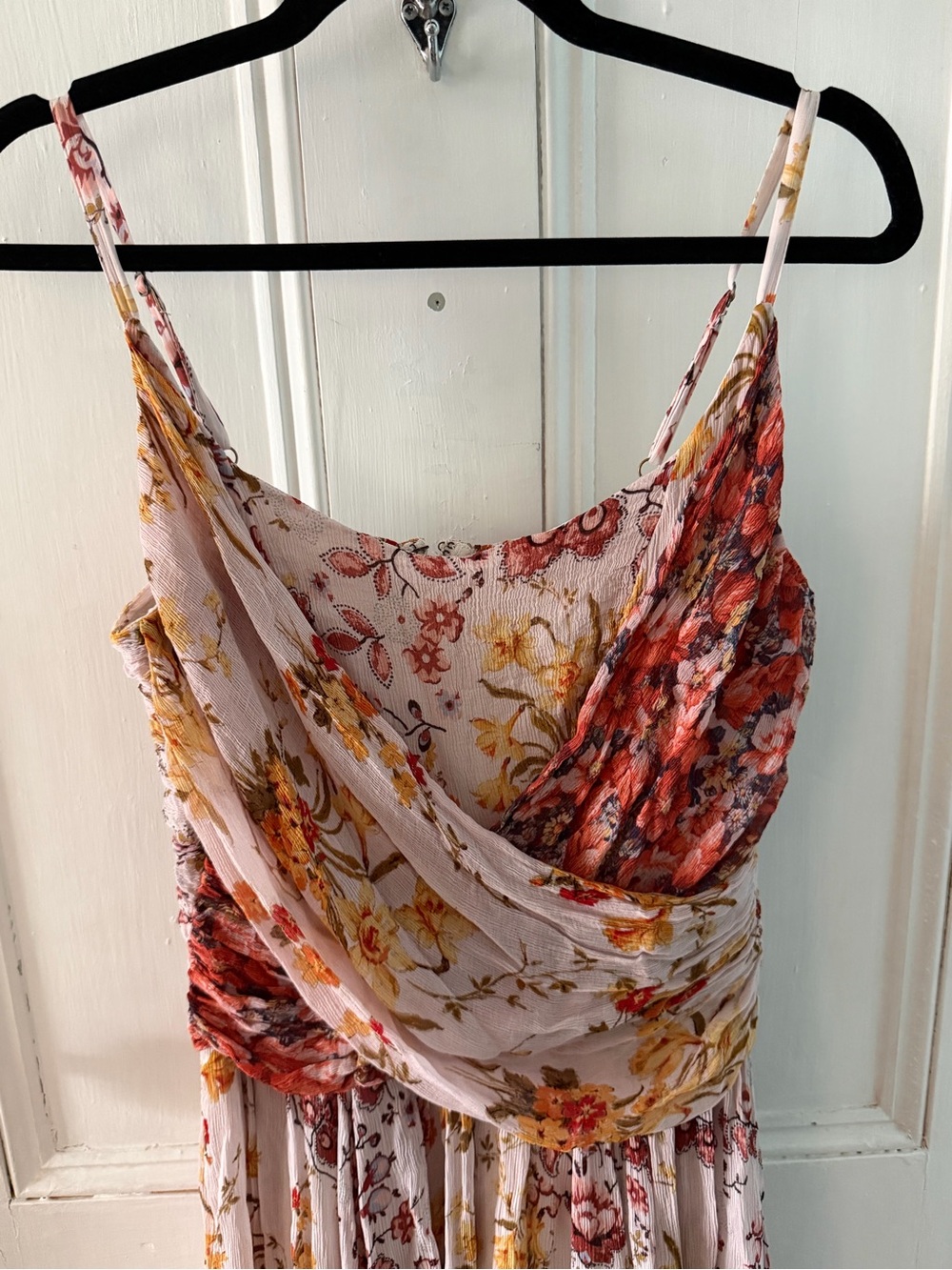 By Anthropologie Ruched Square-Neck Floral Midi Dress Women’s Size 10 - Picture 4 of 8